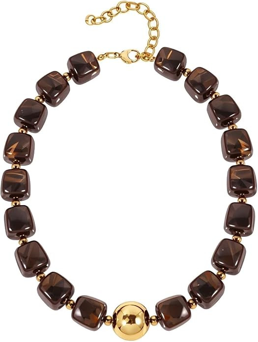 KOSMOS-LI Colorful Beaded Chunky Necklacces for Women Large Square Resin Beads Necklace Trendy St... | Amazon (US)