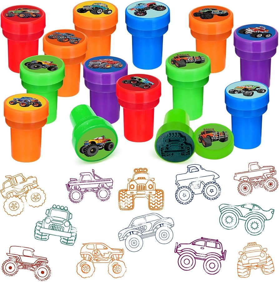Cinrobiye 24 PCS Monster Truck Party Stampers，Truck & Car Birthday Favors, Hot Wheels Party Sup... | Amazon (US)