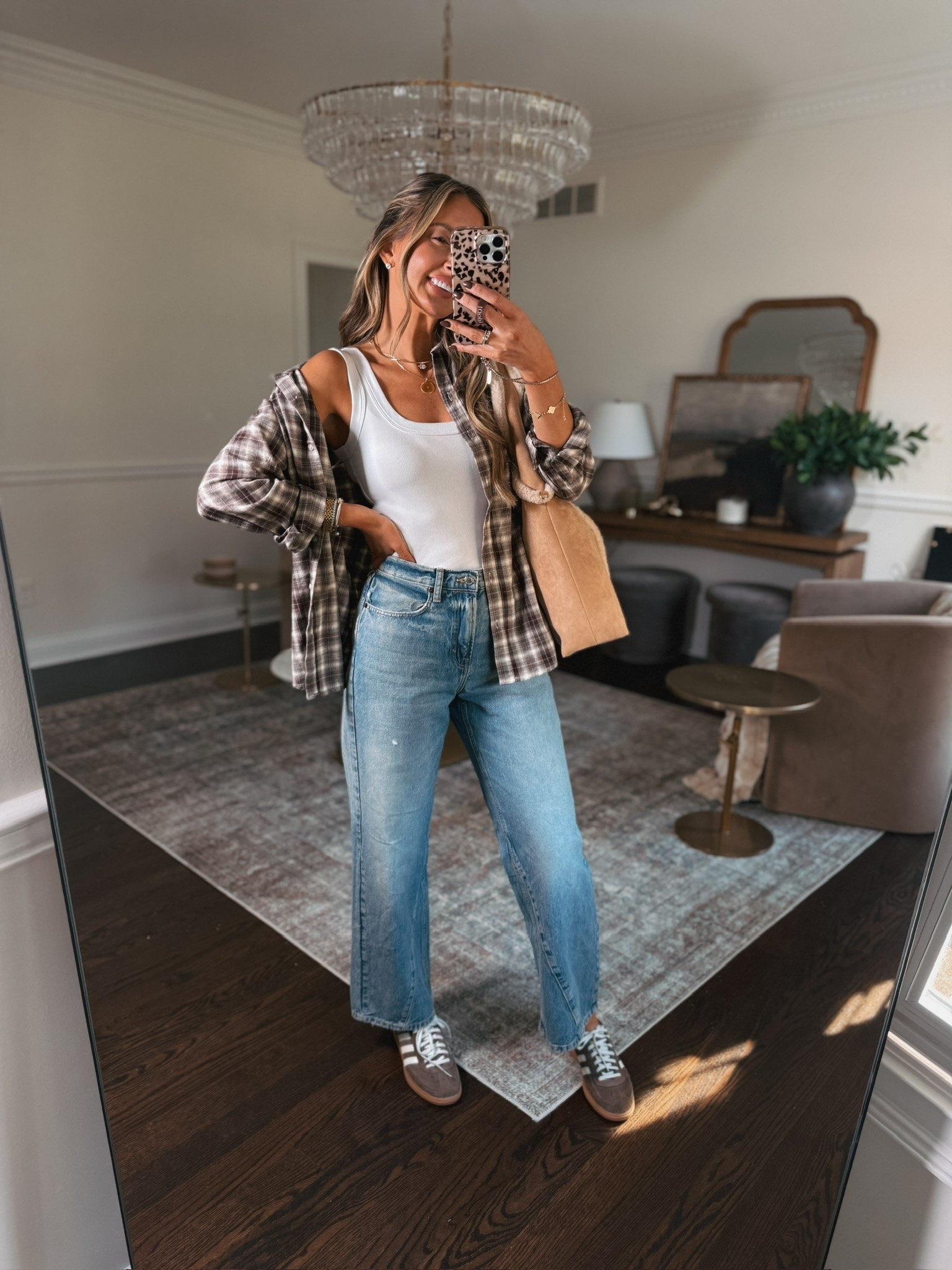 Target new arrivals! The perfect casual fall outfit! I love an oversized flannel and jeans. And this purse is 💯