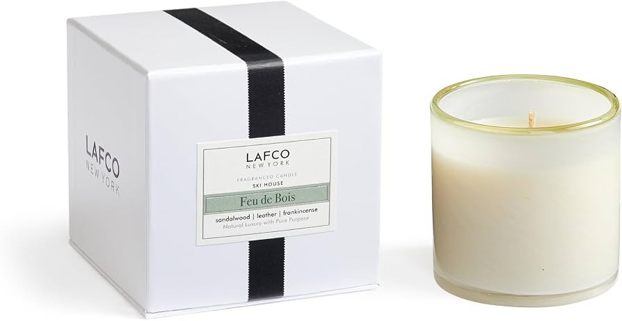 LAFCO New York Classic Candle, Feu de Bois - 6.5 oz - 50-Hour Burn Time - Reusable, Hand Blown Gl... | Amazon (US)