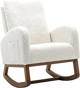 Dolonm Rocking Chair Mid-Century Modern Nursery Rocking Armchair Upholstered Tall Back Accent Gli... | Amazon (US)