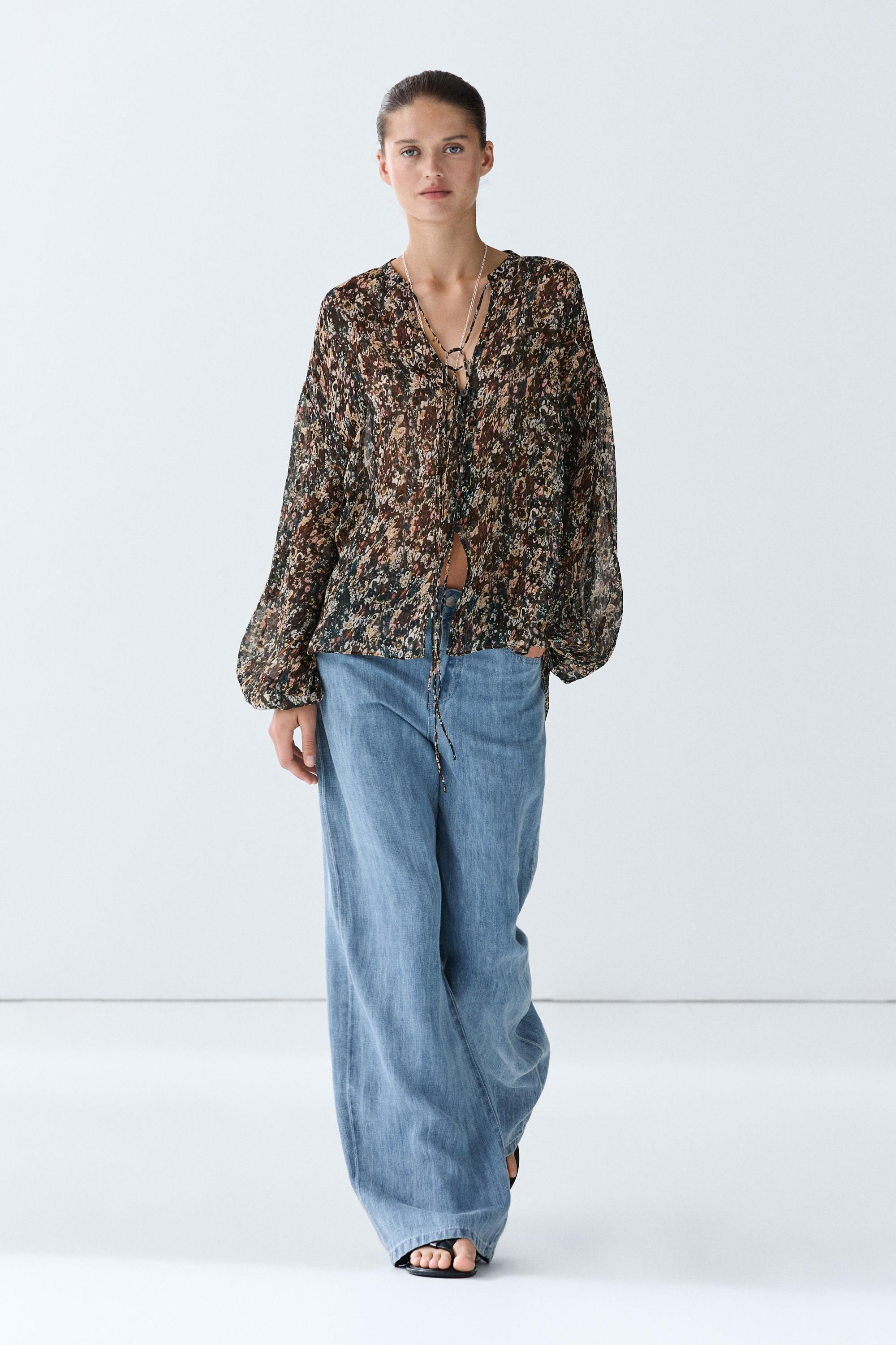 Floral print flowing shirt | Massimo Dutti UK