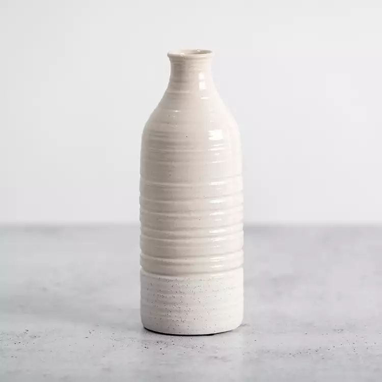New! White Double Texture Ceramic Vase, 12 in. | Kirkland's Home