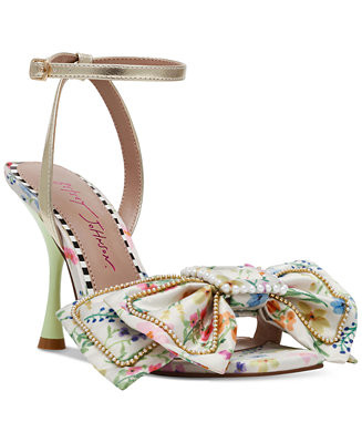 Betsey Johnson Women's Denly Bow Two-Piece Stiletto Dress Sandals - Macy's | Macy's