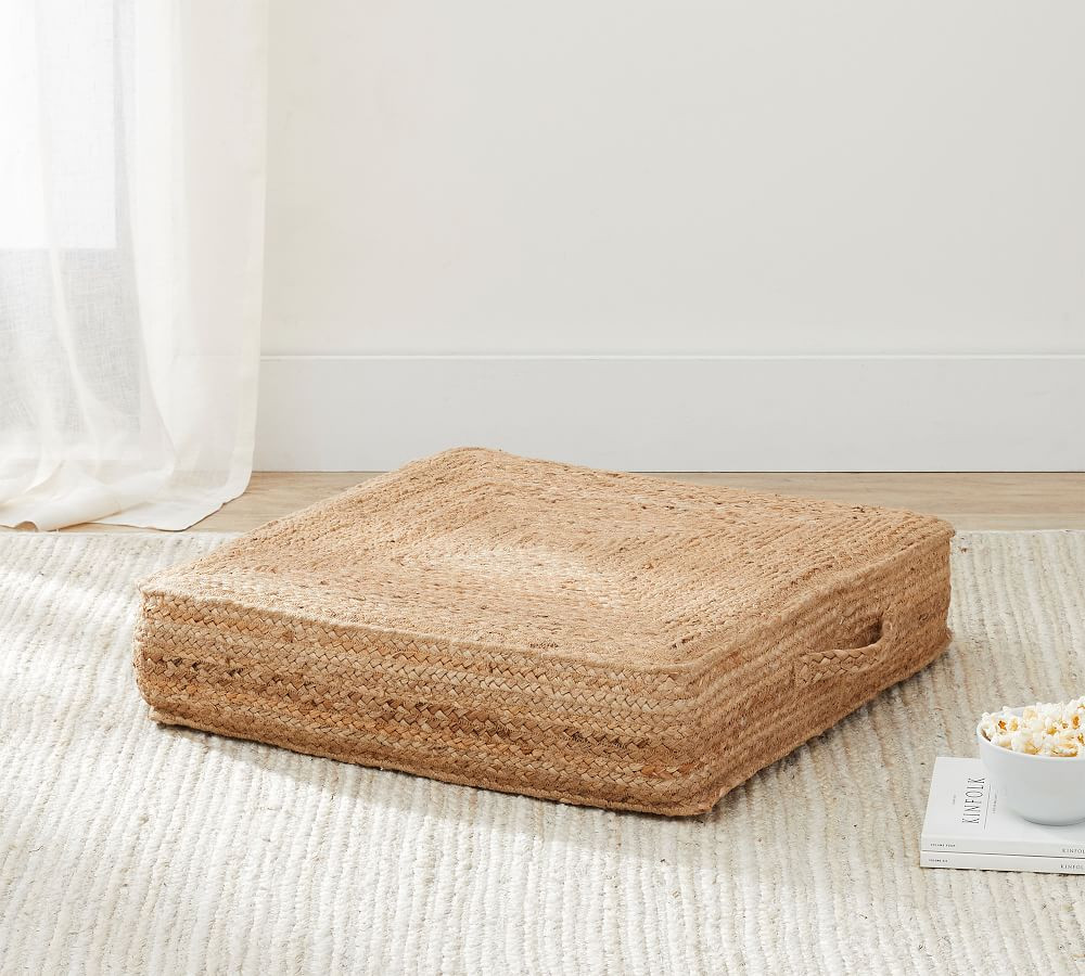 Natural Fiber Floor Cushion, 24 x 24 x 5&amp;quot;, Natural | Pottery Barn (US)