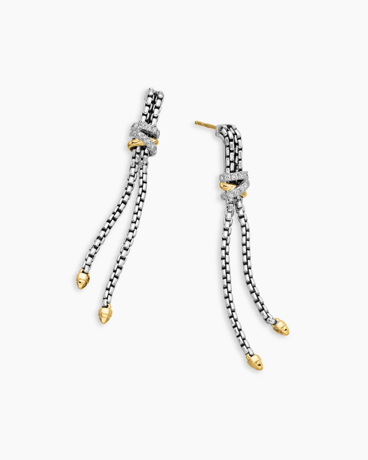 David Yurman | Helena Chain Drop Earrings in Sterling Silver with 18K Yellow Gold and Diamonds, 5... | David Yurman