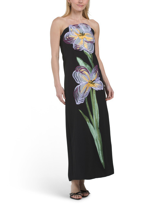 Strapless Floral Applique Gown | TJ Maxx