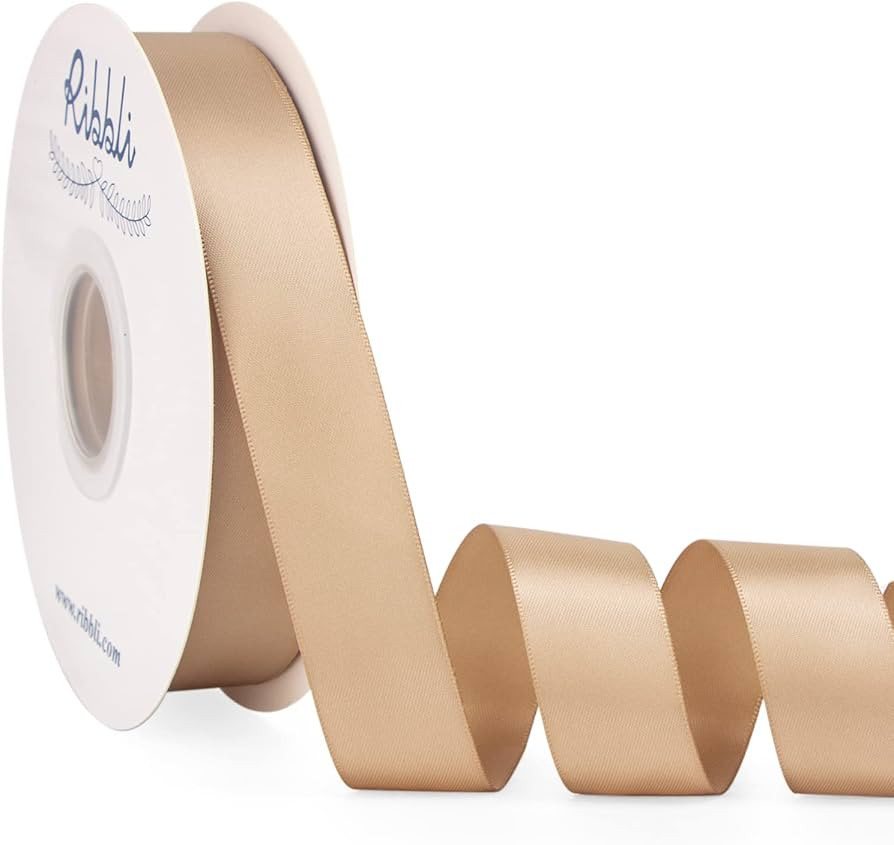 Ribbli Champagne Gold Satin Ribbon Double Faced Satin 1 inch x Continuous 50 Yards-Champagne Ribb... | Amazon (US)