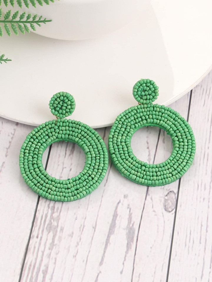 Beaded Round Drop Earrings | SHEIN