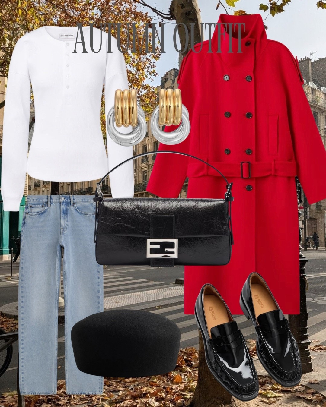 Red coat, straight jeans, loafers, fendi bag, heaven mayhem earrings, gold and silver earrings,

#LTKuk #LTKFashionMonth #LTKautumn