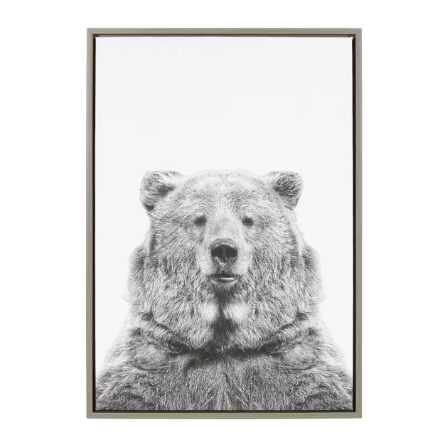 33" x 23" Sylvie Bear Animal Print And Portrait By Simon Te Tai Framed Wall Canvas - Kate & Laure... | Target
