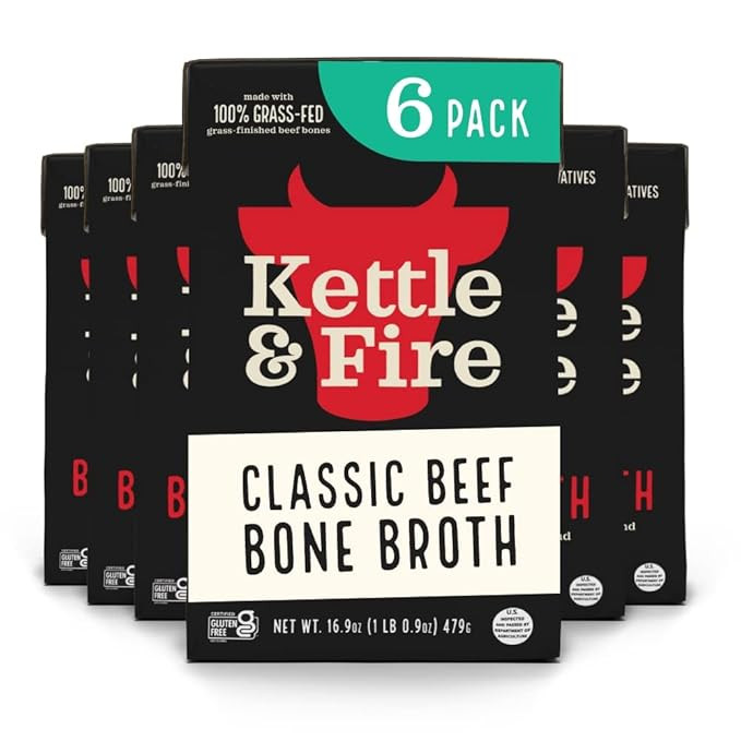 Kettle and Fire Classic Beef Bone Broth, Keto, Paleo, and Whole 30 Approved, Gluten Free, High in... | Amazon (US)