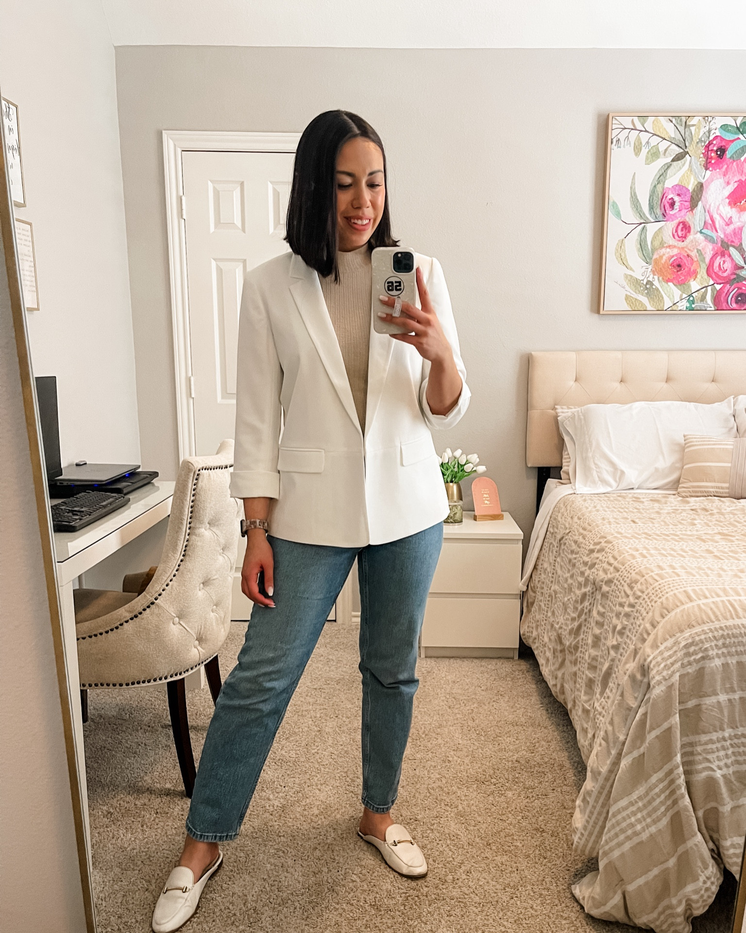 There’s nothing like a crisp white blazer! I styled this blazer with a sweater tank, straight jeans and mules.

- White Blazer: Size 6
- Sweater Tank: Sold Out
- Straight Jeans: Size 27/4
- White Mules: Size 8 1/2 - Sized Up 1/2 Size

#LTKstyletip #LTKworkwear #LTKSeasonal