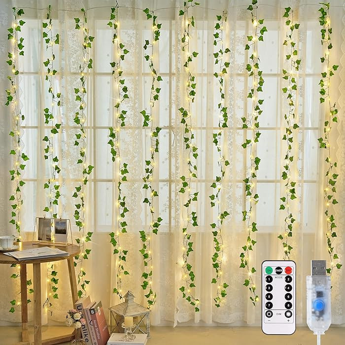 JMEXSUSS Vines Lights for Bedroom, 200 LED Vines Fairy Lights, Artificial Ivy Leaf Light for Wall... | Amazon (US)