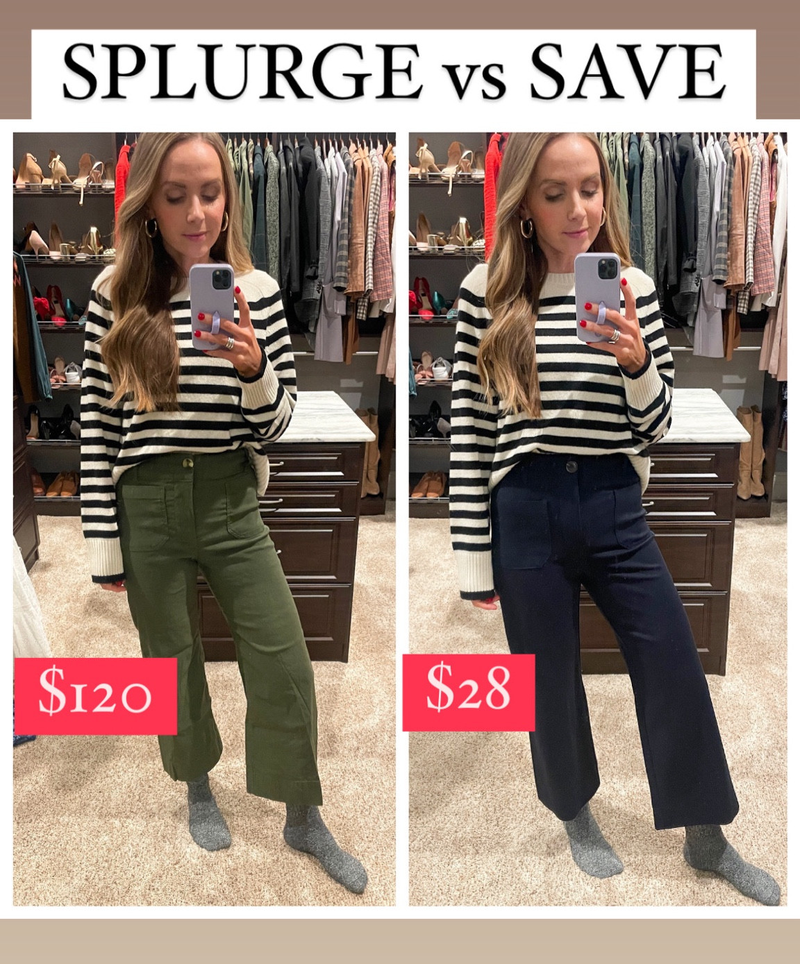 So many good Lauren Conrad pants on sale today! These cropped wide leg pants are so similar to my Anthropologie ones. Wearing size 2R in the Lauren Conrad ones, size 26 in the Anthropologie pants, and I’m 5’6"