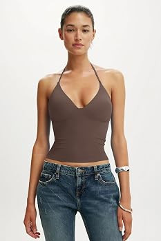 SUUKSESS Women Double Lined Halter Tank Top Summer Padded Going Out Tops Sleeveless Basic Shirts | Amazon (US)