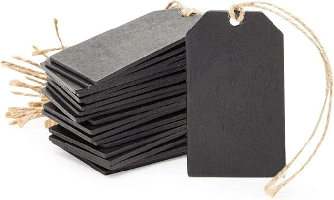 Juvale Mini Chalkboard Signs, Black Gift Tags for Bags and Labels (2 x 3.1 in, 24 Pieces) | Amazon (US)