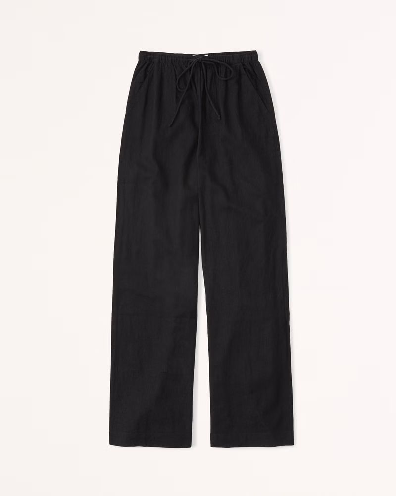 Linen-Blend Pull-On Wide Leg Pant | Abercrombie & Fitch (US)