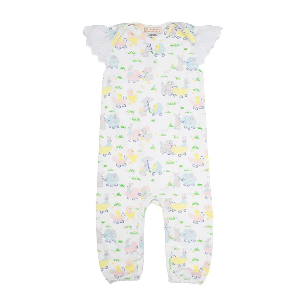 Wendy's Warm Onesie - Windsor Club Carriage with Palm Beach Pink & Worth Avenue White Eyelet | The Beaufort Bonnet Company