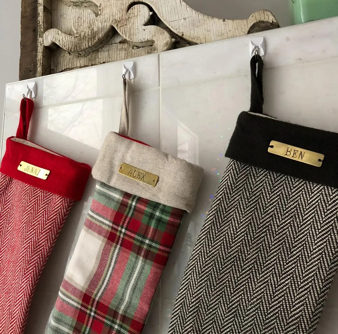 Brass Stocking Tags - Hand Stamped Metal Name Tags - Name Labels - Christmas Stockings - Etsy | Etsy (US)