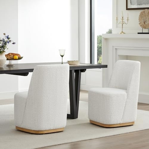 CHITA Upholstered Rolling Dining Chair on Casters Set of 2, FSC Certified Modern Fabric Dining Ch... | Amazon (US)