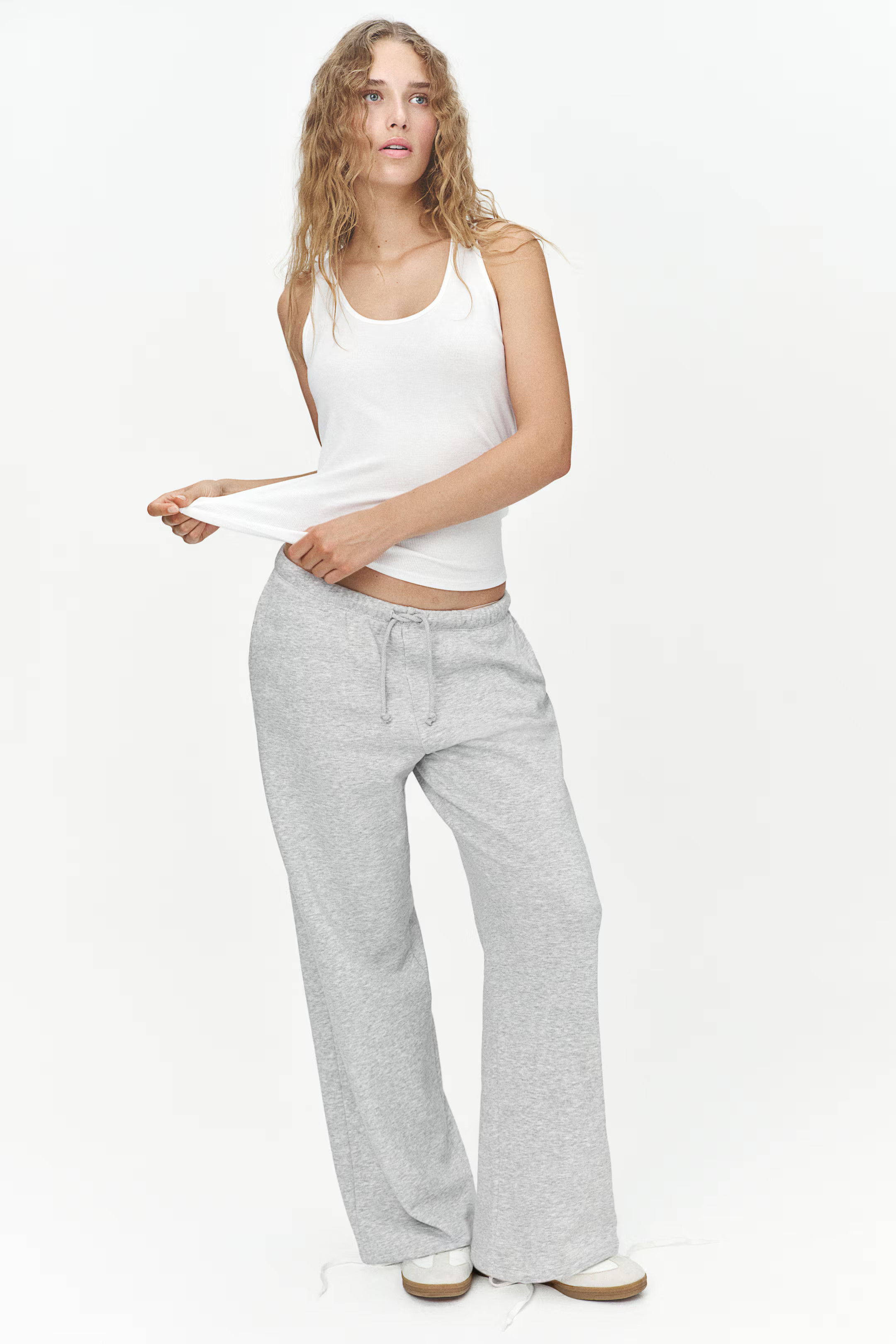 Wide-leg Joggers - Light gray melange - Ladies | H&M US | H&M (US + CA)
