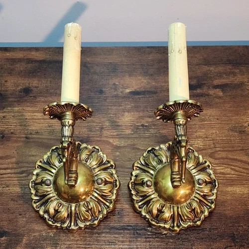Pair Antique Brass Wall Candle Sconces – Classic Decorative Wall Lighting | eBay US