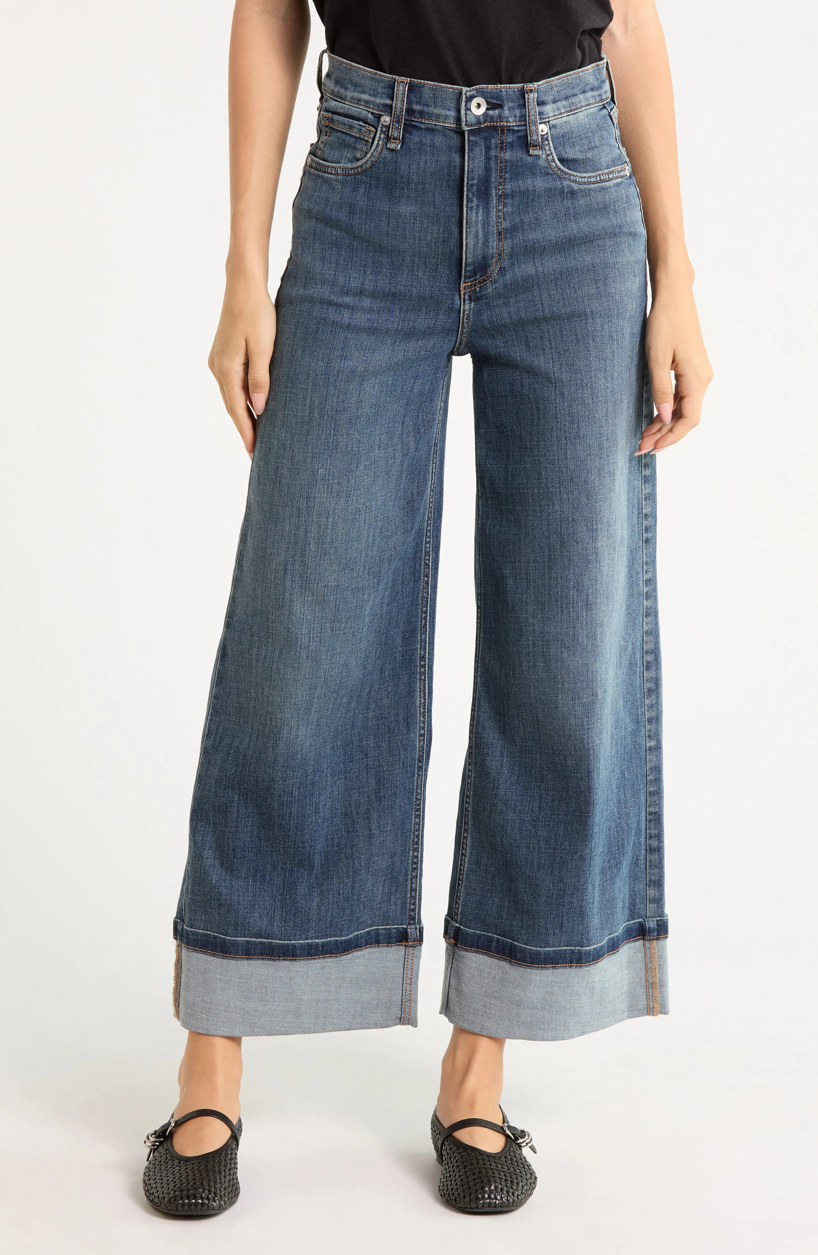 rag & bone Serena High Waist Crop Wide Leg Jeans in Christie at Nordstrom Rack, Size 32 | Nordstrom Rack