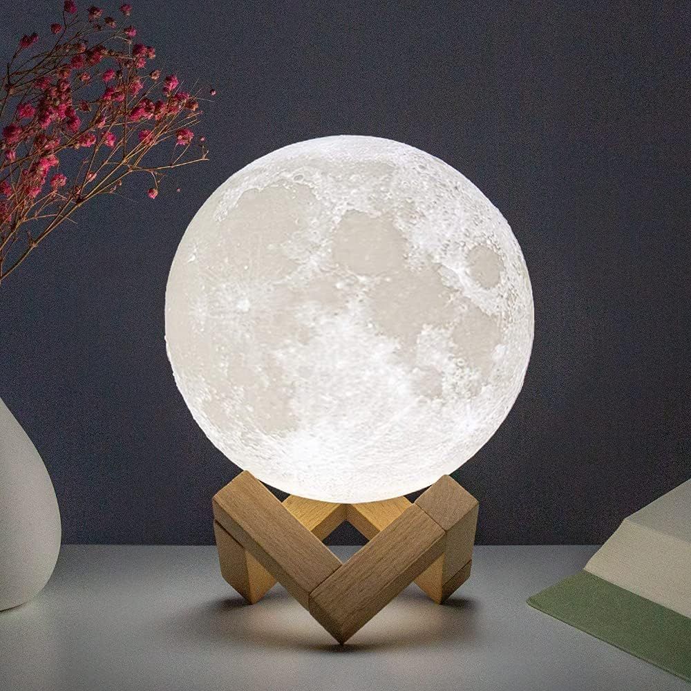 BRIGHTWORLD Moon Lamp Moon Night Light 3D Printed 4.7IN Lunar Lamp for Kids Gift for Women USB Re... | Amazon (US)
