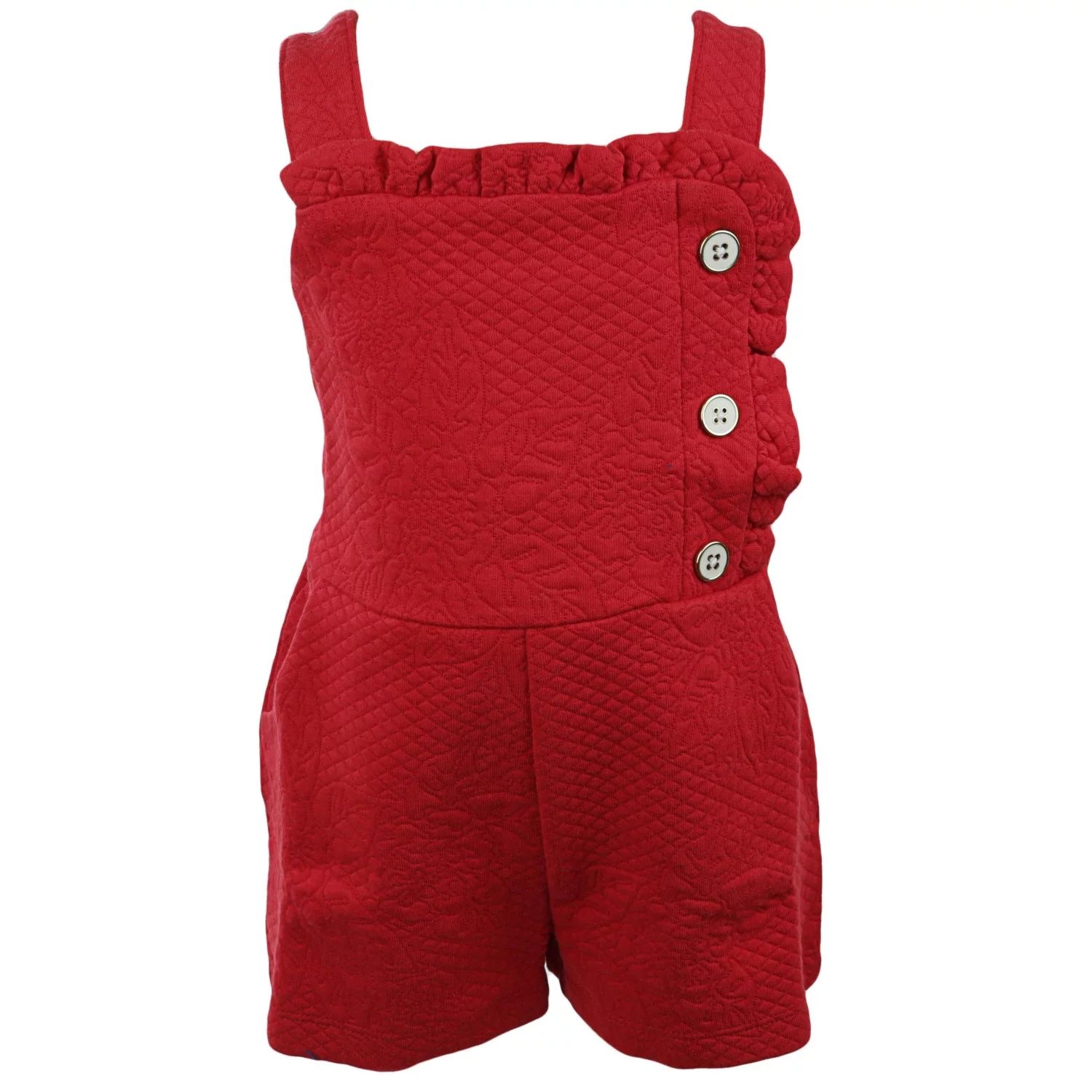 Janie And Jack Crimson Quilted Floral Jacquard Romper Overall - 2T | Walmart (US)