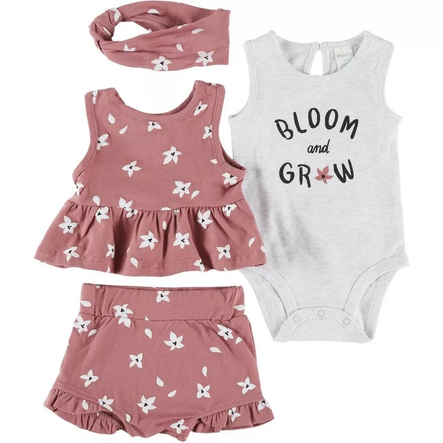 Baby Girls 4-pc. Bloom And Grow Floral Short Set | Bealls