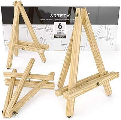 ARTEZA Tripod Easel, 12", Pack of 6, Natural Pine Wood Finish with Non-Slip Legs, Ideal for Displ... | Amazon (US)