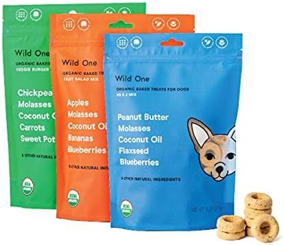 Wild One Organic Natural Crunchy Baked Dog Treats Made in The USA Variety Pack 8 Ounce with 3 Bags | Amazon (US)