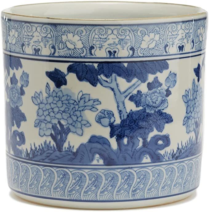 Tozai Home Blue and White Garden Scene Vase/Planter | Amazon (US)