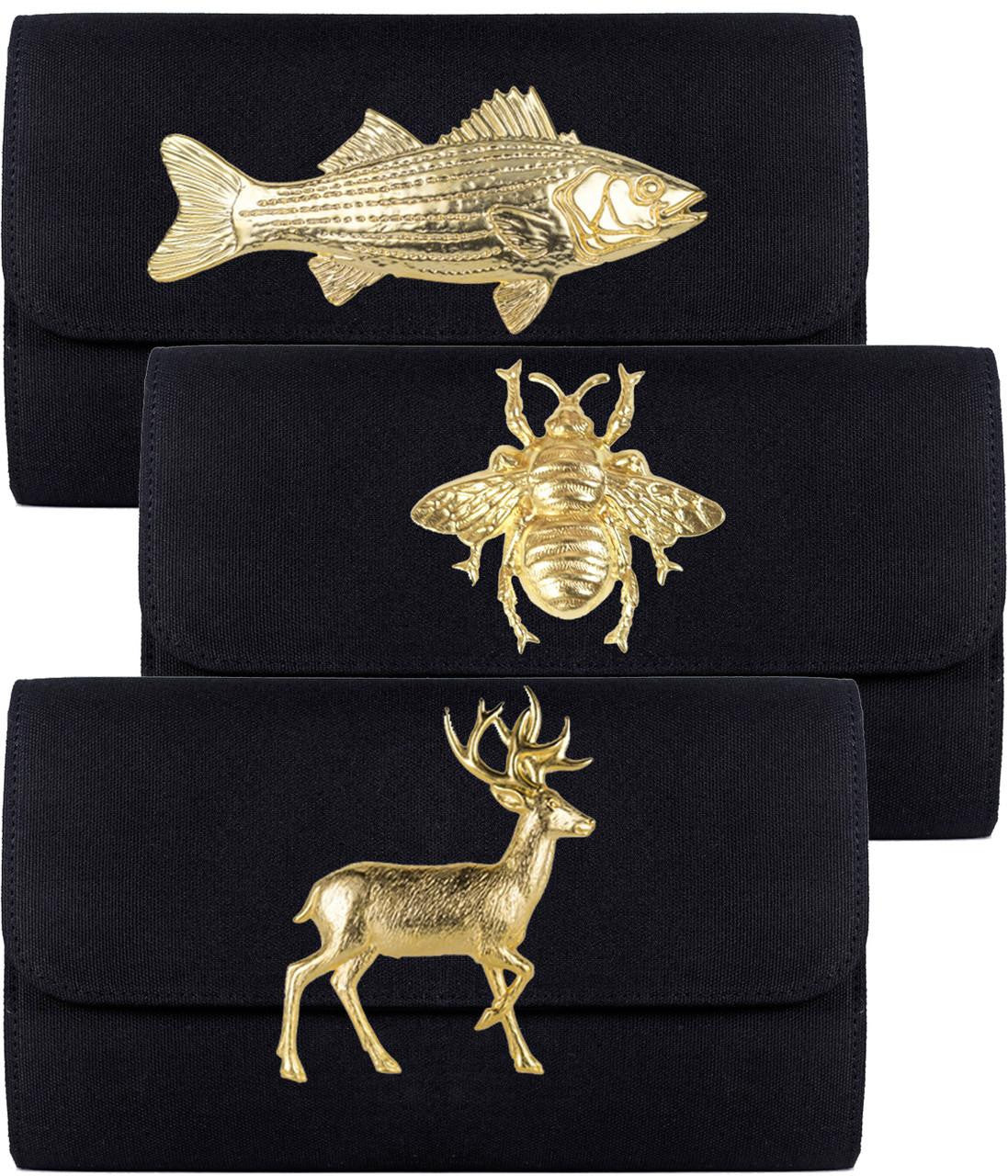 Avery Clutch - Black - XL Gold Charms | Lisi Lerch Inc