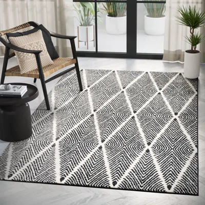Gracie-Anne NOR120A Black Diamond Pattern Area Rug | Wayfair North America