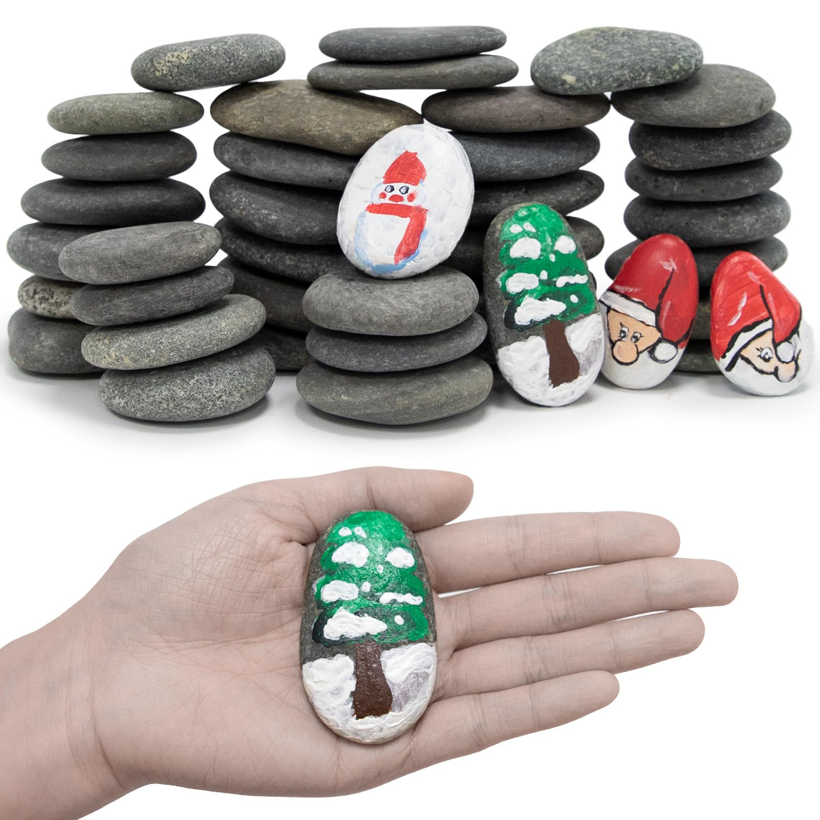 Rocks for Painting 40pcs 2-3” River Rock for Paint Natural Flat & Smooth Stones for Painting fo... | Amazon (US)