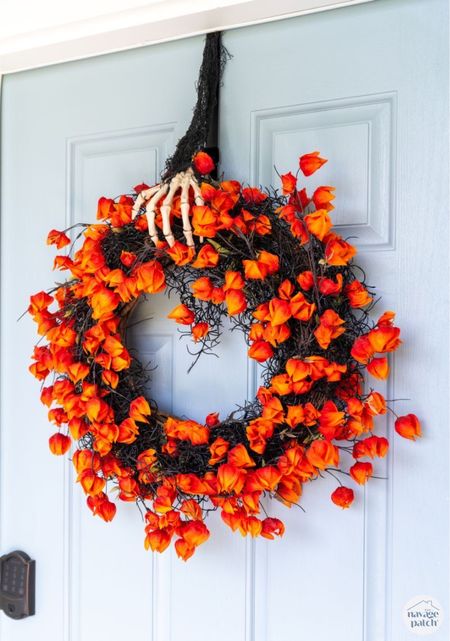 It’s time to promote our Grandin Road inspired Halloween wreath to the front door! It looks classy and a tad spooky with our DIY skeleton hand wreath hanger 🙌💀🎃 
#halloween #halloweendecor #hallowendiy

#LTKSeasonal #LTKunder50 #LTKhome