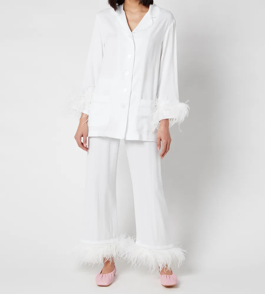 Sleeper Feather-Trimmed Crepe de Chine Pyjama Set | Coggles (Global)