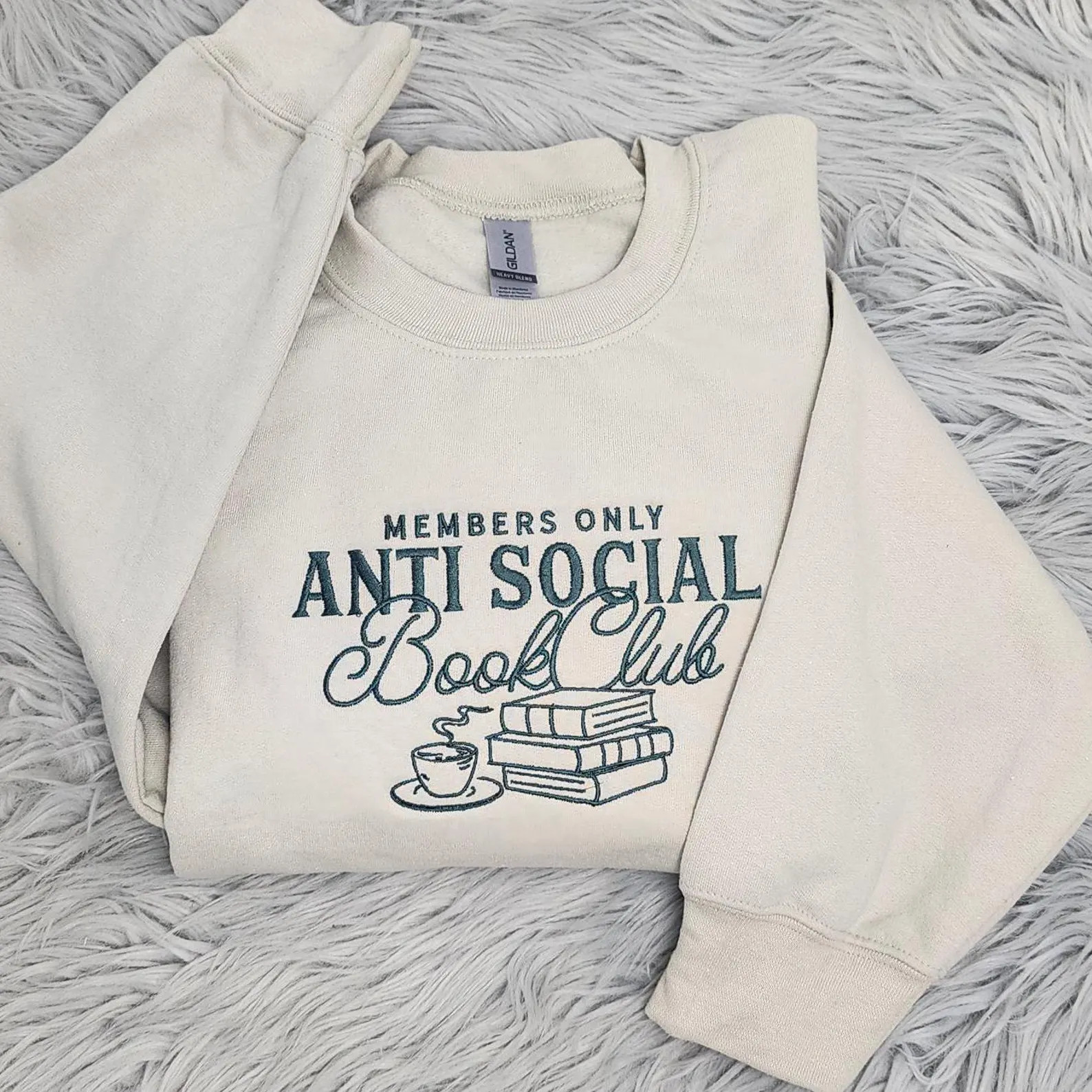 Anti-social Book Club Embroidered Crewneck: Cozy Literary Sweatshirt - Etsy | Etsy (US)