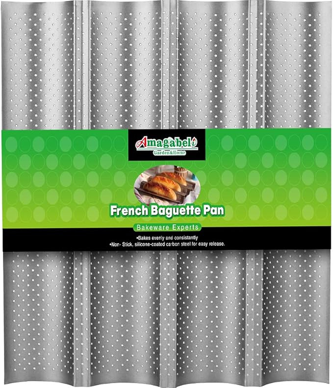 AMAGABELI GARDEN & HOME Nonstick Perforated Baguette Pan 15" x 13" for French Bread Baking 4 Wave... | Amazon (US)
