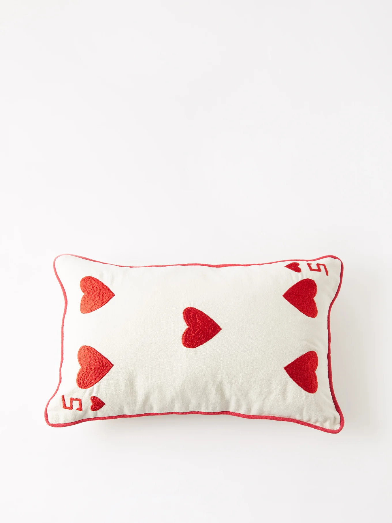 Playing Card-embroidered cotton cushion | Matches (US)