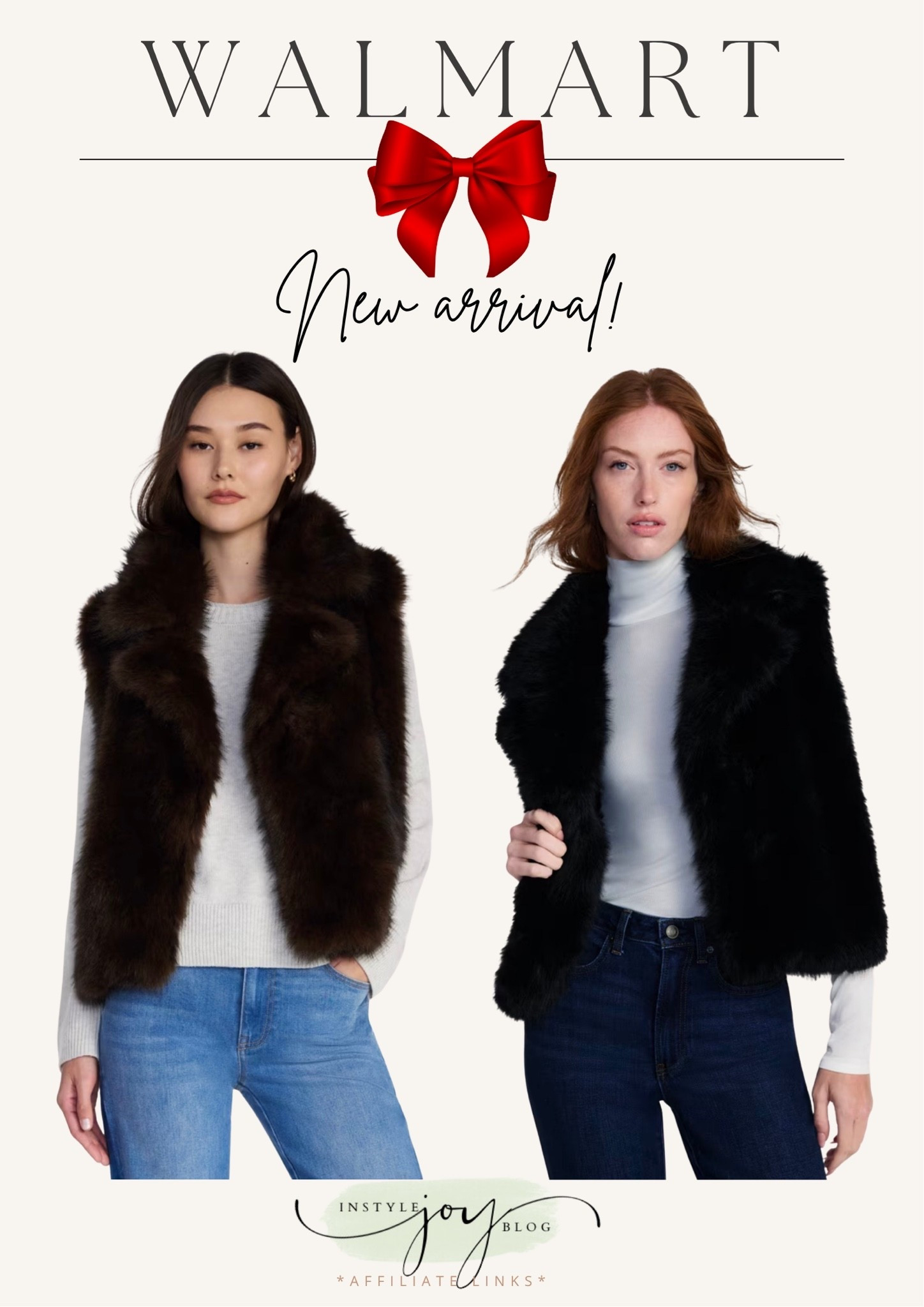 Walmart✨ Scenario Women's Faux Fur Vest, Sizes S-3X