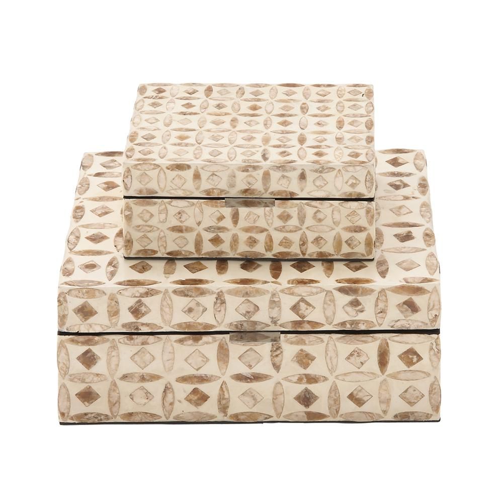 MDF Multiple Decorative Boxes with Beige and Brown Square and Lens-Shaped Mother of Pearl Tile In... | The Home Depot