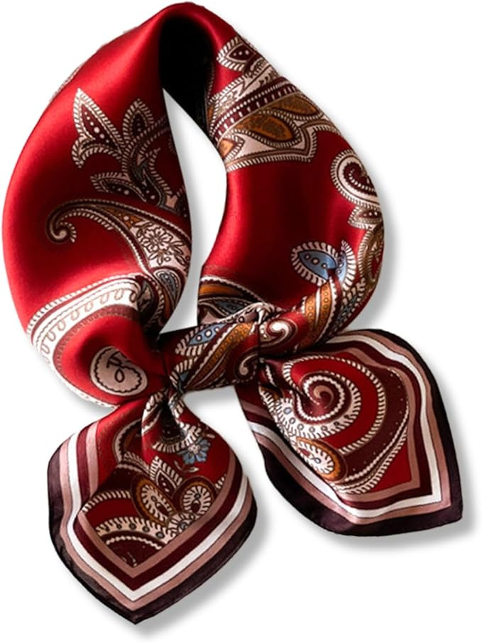 PoeticEHome 100% Pure Mulberry Silk Square Scarf 27"x27" Women Neckerchief Headscarf Gift Packed | Amazon (US)