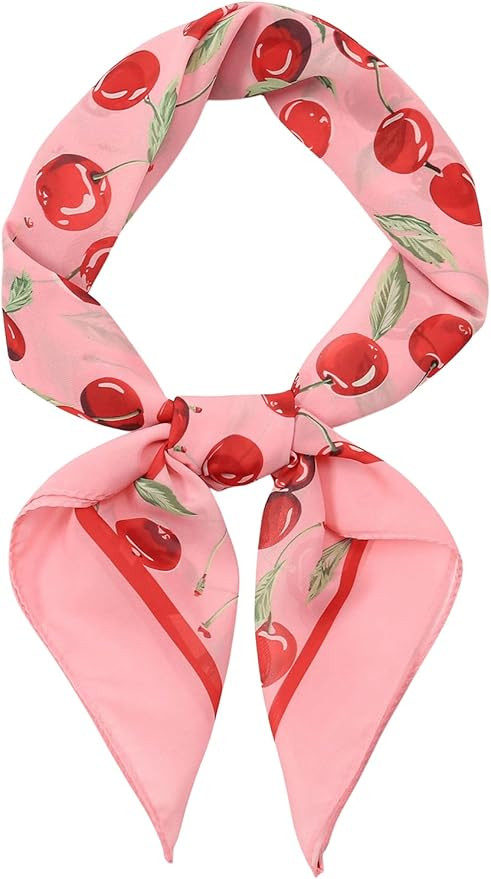 WDIRARA Women's Cherry Graphic Print Scarf Large Square Hair Bandana Sleeping Head Wraps | Amazon (US)