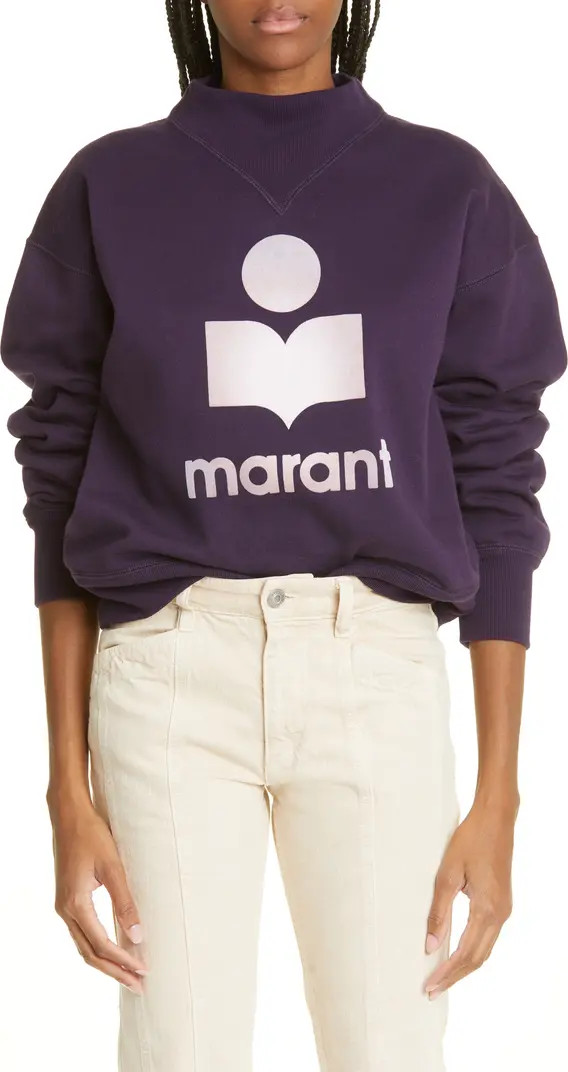 Isabel Marant Étoile Moby Mock Neck Logo Graphic Sweatshirt | Nordstrom | Nordstrom