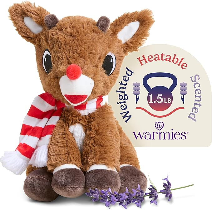 warmies Microwavable & Weighted Stuffed Animals, Rudolph with Scarf - Heated Stuffed Animal Plush... | Amazon (US)