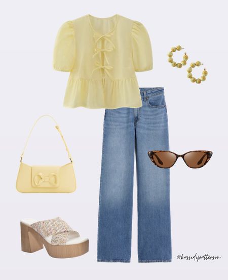 Tie front blouse, spring outfit, women’s sunglasses, yellow outfit

#LTKshoecrush #LTKSeasonal #LTKstyletip