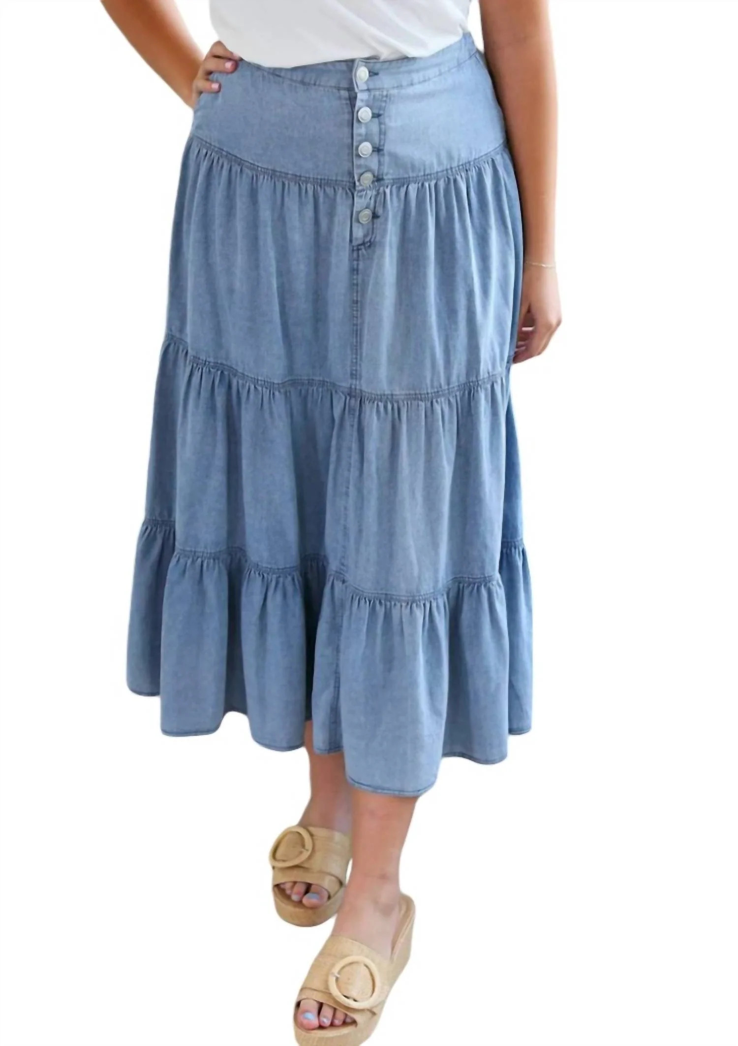 Sandy Denim Skirt In Light Denim | Shop Simon
